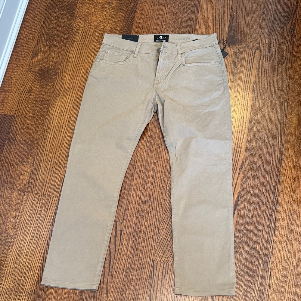 7 For All Mankind Khaki Straight-Leg Pants